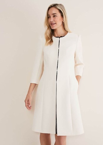 Phase Eight Venita Bow Long Jackets White USA | 3475162-PS